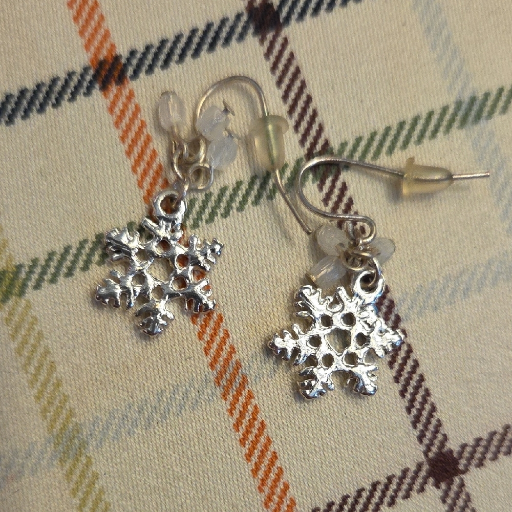 Silver Snowflake Earrings - Picture 3 of 3